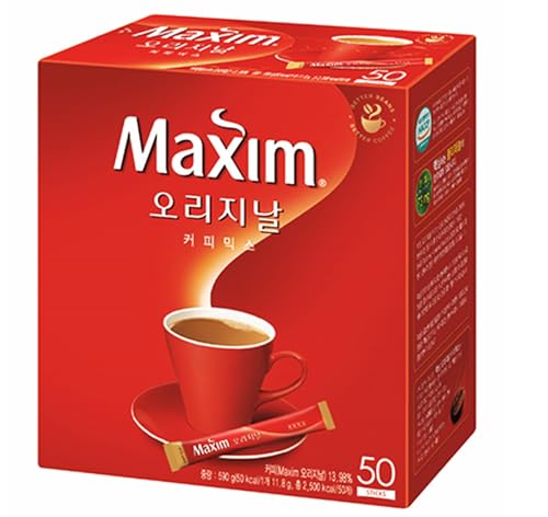 Korean Original Instant Coffee Mix Sticks, 3-in-1 Rich & Bold Flavor, Individually Packed - 50 Count 11.8g (0.42 oz)