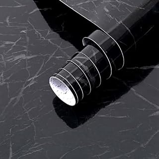 Arthome 43.5x610cm Sticky Back Black Marble Self Adhesive Wallpaper,Furniture Stickers Marble Effect Contact Paper,Waterproof Closs PVC Vinvl Wrap Film for Furniture Cover Surface