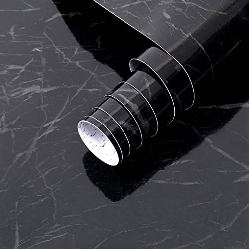 Arthome vinilo adhesivo muebles Negro Mármol, 44cmx10m Papel Pintado Autoadhesivo, Adhesivo Contacto Papel decorativo para Escritorio,Cocina,Encimera,Armario,Estantería,Pegatina Impermeable
