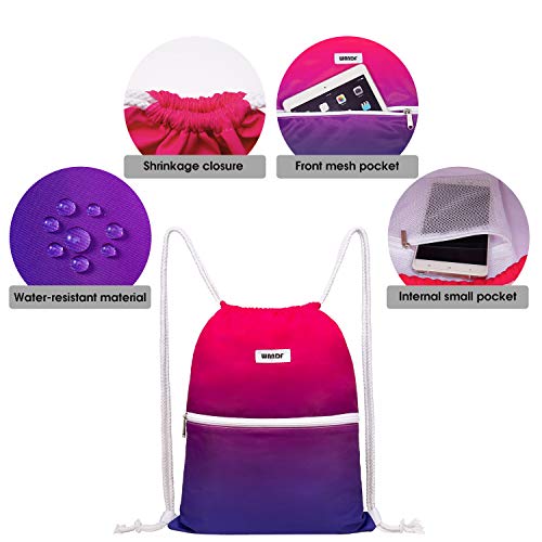 Image of WANDF Drawstring Backpack, Gym Sackpack for Sports (Red) | Water-Resistant, Shopping, Yoga, Travel, Beach, Daily Carry