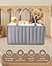SWEET DOLPHIN 2-Pack Baby Diaper Caddy Organizers, Stylish Storage Baskets for Newborn Essentials, Diaper Station & Car Travel, Value Bundle for Baby Shower Gifts & Registry Must-Haves - Grey