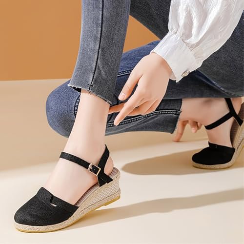 Sandales d'été à talons compensés chaussures talons hauts ethnique - 3
