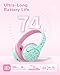 iClever BTH27 Toddler Headphones for 2+ Year Old-CPC Certified, 75/80dBA Safe Volume Limited, 74H Playtime, Bluetooth 5.4, BPA Free, Kids Bluetooth Headphones Aux Cord for Travel iPad, Green/Pink