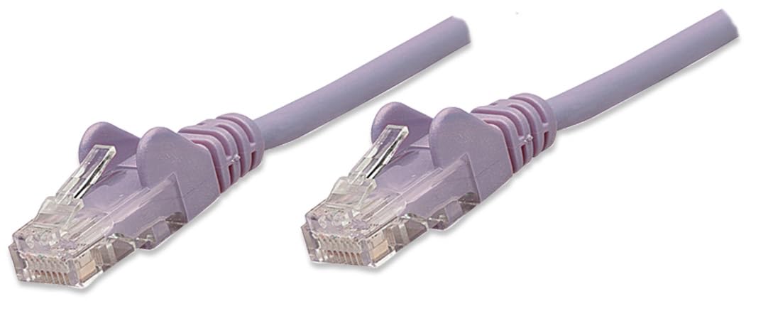 Intellinet Cat5e Ethernet Network Patch Cable Multi-Pack - 100% Copper, 350 MHz, Snag-Free Boots & Gold-Plated Contacts - Up to 1 Gbps for Reliable Networking (5 Cables, Purple, 50 ft)