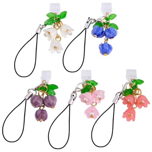 Bouchon anti-poussière type C universel en acrylique avec bijou de téléphone muguet