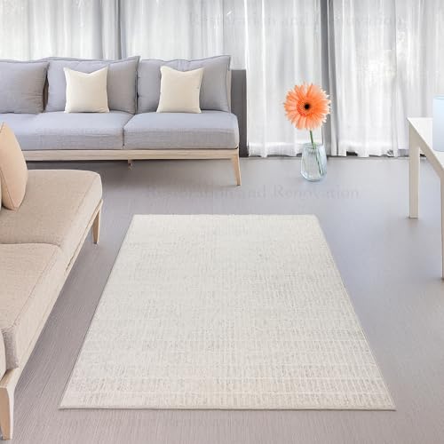 Image of Restoration and Renovation Hand-Tufted 100% Wool Area Rug - Unique Modern Geometric Grid Pattern, Soft Plush Textured Carpet for Living Room, Bedroom, Dining Room & Entryway (Grey, 7.6' x 9.6')