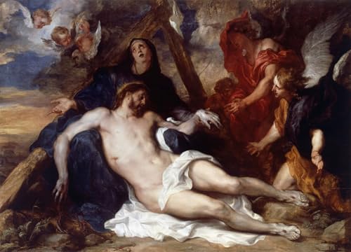 Impression sur toile La Lamentation du Christ par Van Dyck - Peinture moderne salon 60x90cm