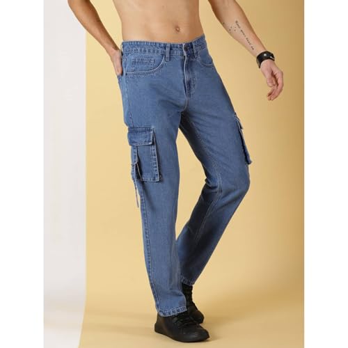 Image of Blue Jeans for Men Regular Fit - Cotton Jeans Pant for Men, Regular Denim Jeans for Boys - Light Fade Jeans for Men