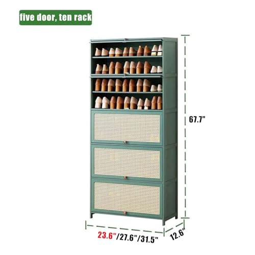 Amazon｜HOIIPAAAA モダンバンブーシューズキャビネット 籐製ドア付き