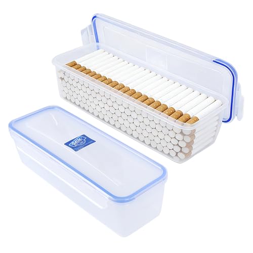 2 Pack Cigarette Box Containers, Store 400 Cigarettes, Filters & Tubes, Cigarette Case for All Size, Fits Two Cartons of Cigarettes, Airtight Cap, Cigarette Accessories