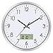 Foxtop Analoge Wanduhr mit digitalem Thermometer LED-Anzeige, Große Zahl Nicht tickender Quarz Moderne Uhr für Küche Wohnzimmer Schlafzimmer Badezimmer Schule Büro Zuhause (Metallrahmen, 30 cm)