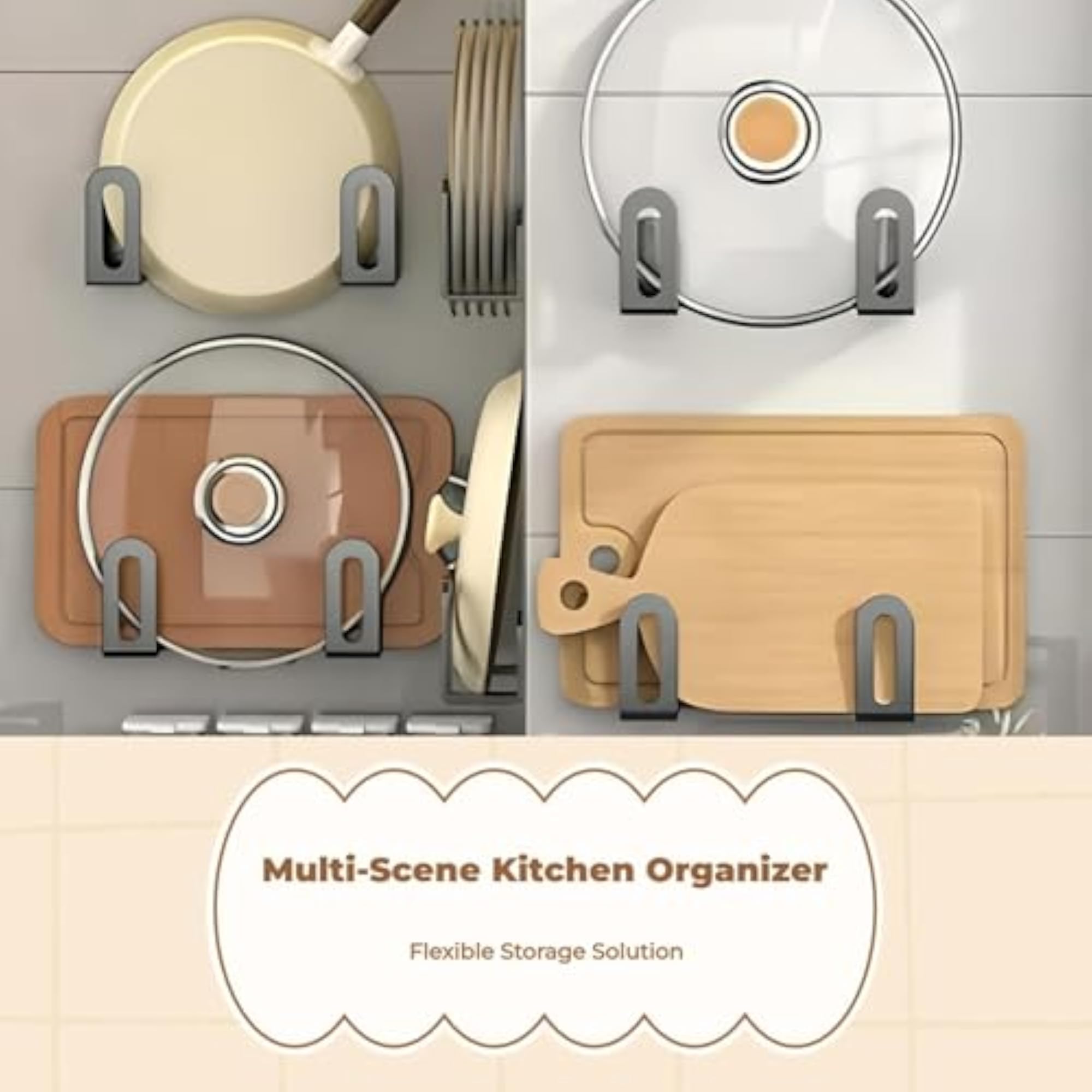 Multifunctional Cutting Board Organizer, Gray 1 Pair