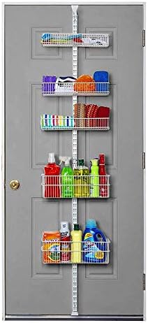 Allspace Pantry Organizer Heavy Duty Hanging Over the Door Storage Rack, 5 Wire Baskets, Kitchen Closet Organization - White 240077E