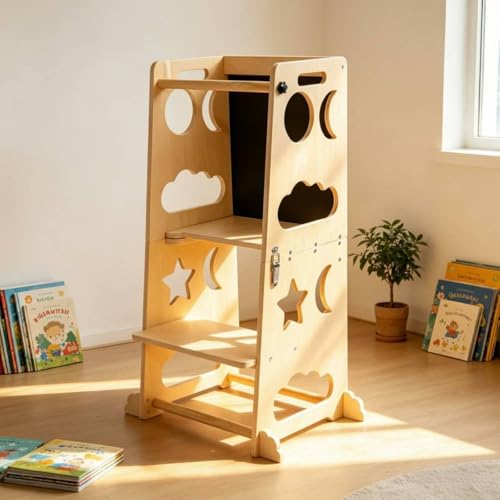 Tour d'observation stable et pliable en bois blanc pour enfants