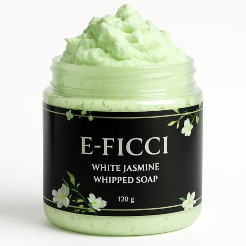 E-FICCI Whipped soap - White Jasmine scent 120 g Moisturizing and Nourishing Body wash VEGAN frendly MADE in UK
