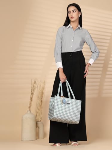 Image of ENSAC Women's Floral Print Tote Bag | Lightweight Handbag with Zipper Closure