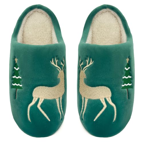 Reindeer Slippers for Women & Men - Memory Foam, Fuzzy Indoor Comfy Holiday & Slippers2