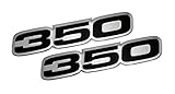 350 Black on Silver Highly Polished Aluminum Emblems Compatible with Chevy Chevrolet Buick Oldsmobile Pontiac GMC (Pack of 2)