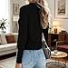 Womens V Neck Button Down Henley Shirt Spring Summer Long Sleeve Dressy Casual Tops Fashion Eyelet Going Out Blouse Black