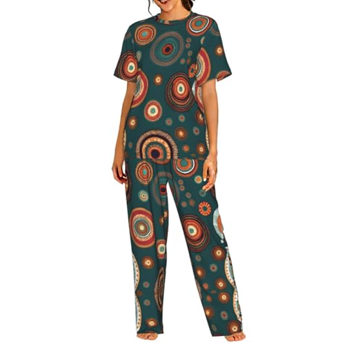 Pyjama floral pour femme avec motif ethnique en coton doux