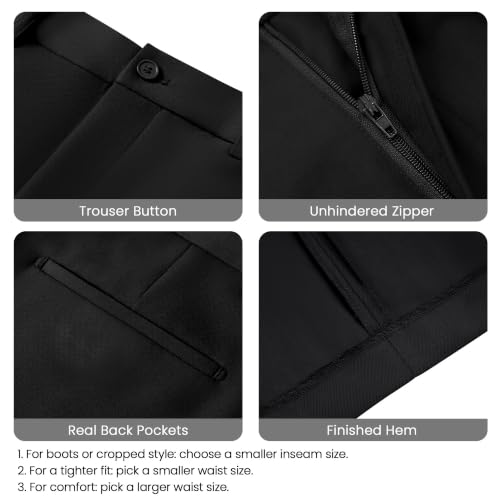 WEEN CHARM Men’s Stretch Dress Pants Skinny Slim Fit Suit Pants Business Causal Lightweight Pant Black