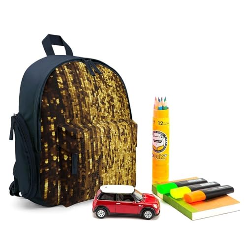 Gold Sequin Sparkle Backpack for Men Women, Durable Small Bookbag Lightweight Daypack for Travel, Hiking, Blue-style3