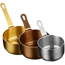 Stainless Steel Saucepan With Pour Spout, Saucepan With Lid, for MINI Milk Pan With Spout - Perfect For Boiling Milk, Sauce, Gravies, Pasta, NoodlesBronze S