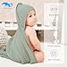 SWEET DOLPHIN Muslin Hooded Baby Bath Towels - 2 Pack 100% Cotton Towel for Babies, Infants, Toddlers - 32x32Inch - Highly Absorbent and Newborn Essential, Green and Grey