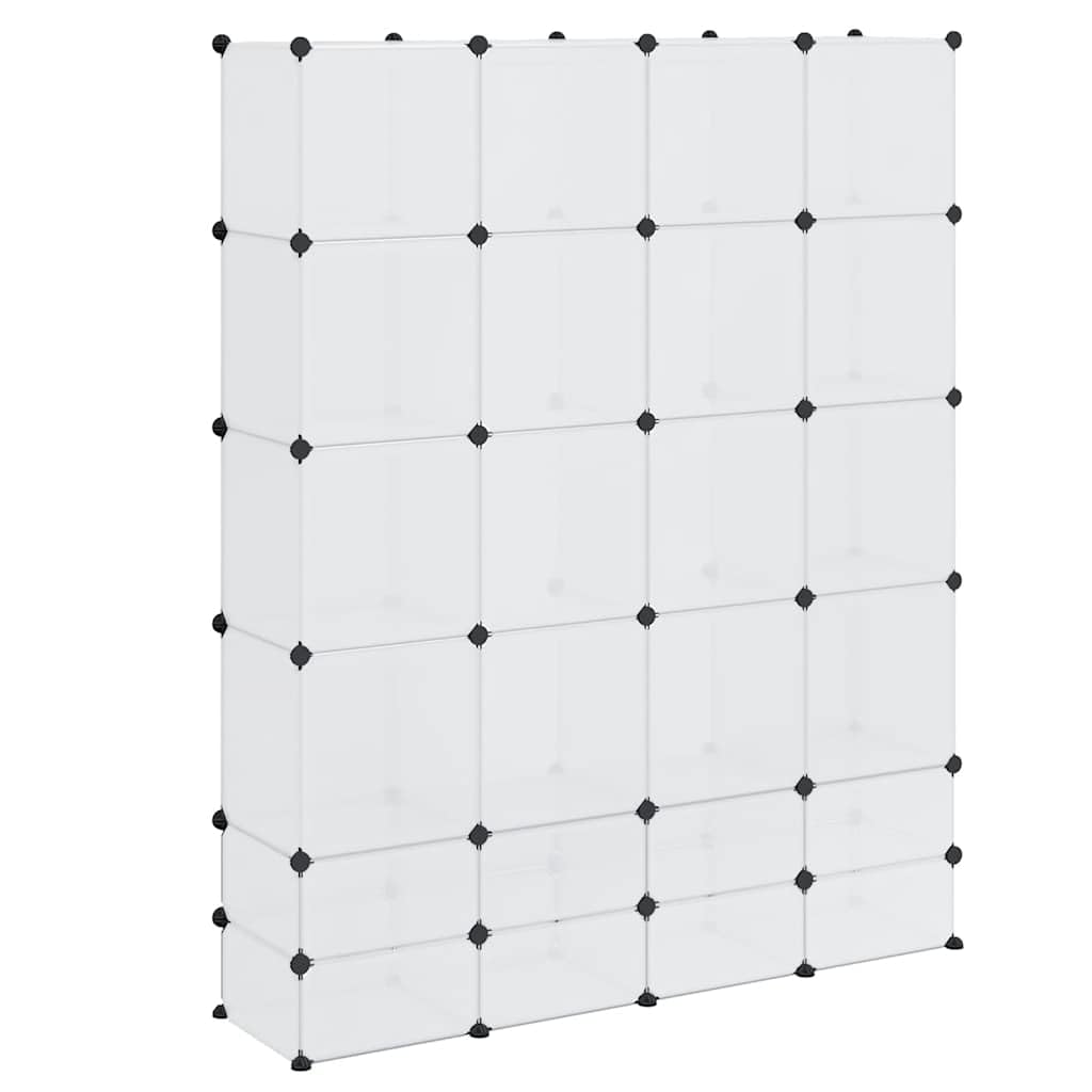 Modularer Kleiderschrank Schrank Garderobe Faltschrank aus Kunststoff Weiß 37x146x180,5 cm mit 18 Fächern, platzsparend für Schlafzimmer Kinderzimmer Flur Stauraum Ordnung