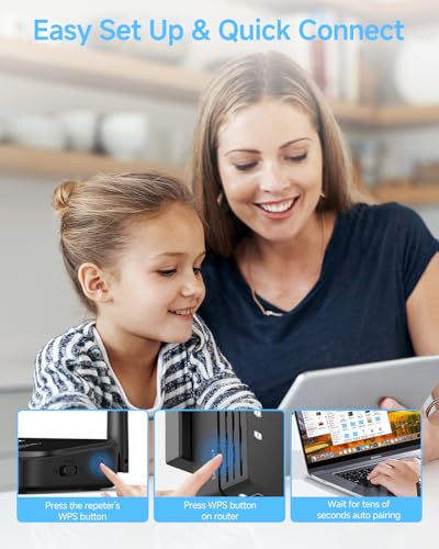 Image of WiFi Extender Signal Booster 1200Mbps, Long Range Extender for Home and Outdoor, 12880 Sq.Ft Range, 105-Device Compatibility, Easy Setup, WiFi Extender