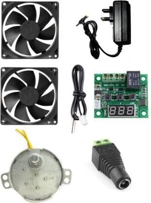 - W1209 + 12v 2Amp Adapter + 2 Pieces 3inch Fan + 1 Dc Connectors Screw Type and Synchronous Motor 220-240volts 5/6rpm 4w Auto Swing Motor for For Diy Incubator