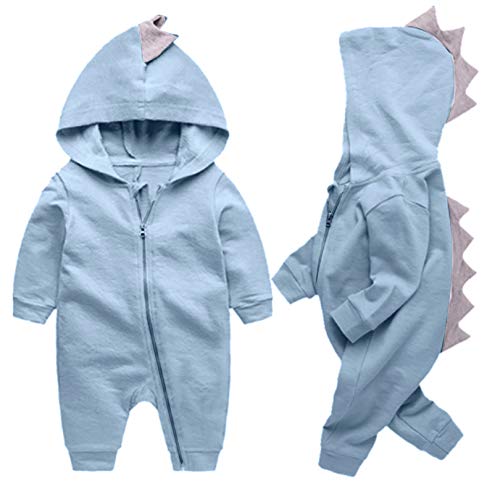 Newborn Baby Boys Girls Cartoon Dinosaur Hoodie Romper Jumpsuit Outfits