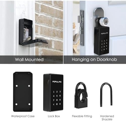 Close-up of the Populife Smart Key Lock Box K2 battery compartment with AAA batteries inserted
