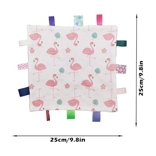 Image of Inchant Pink Tags Blanket for Baby Girl, Soft Plush Security Comforter Taggie Blanket