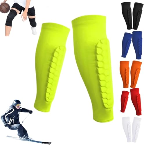 2pc Protector Espinillas Esqui,Shinbang Protector,Shin Defender Shin Guards,Ski Sports Elastic Shin Bang Protetcor,Espinilleras Futbol y Espinilleras Esqui with Honeycomb Pads (Verde, S)