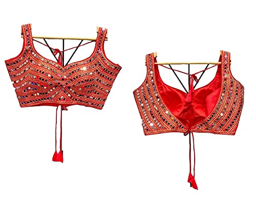 Anantdiva Women's Silk Blouse for Sarees - Indian Saree Blouse for Women Readymade Crop Top Choli Sari Blouse (Red)