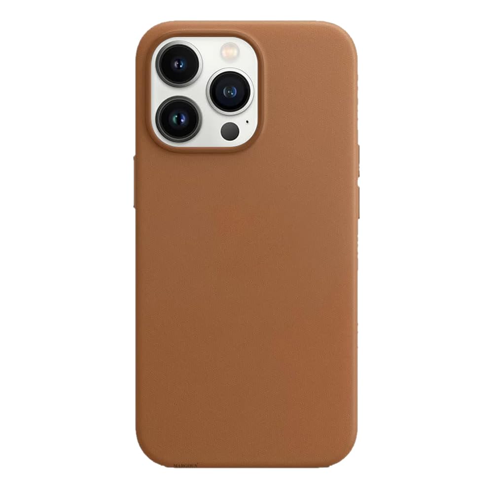MARGOUN Leather Case Designed for iPhone 14 Pro Case Compatible with MagSafe Shockproof Protective Slim Cover (Brown, Iphone 14 pro)