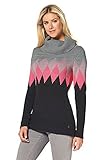 Flashlights Damen Strick Long Pullover Rollkragen Grau Rosa 36/38