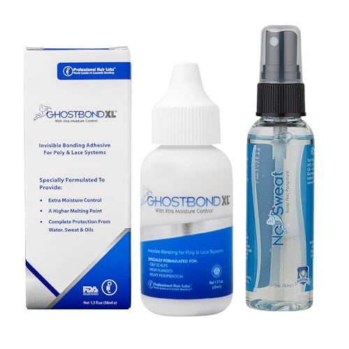 GHOSTBOND XL 1.3oz & No Sweat Scalp Antiperspirant 2oz Set | Water & Oil-Resistant Wig Glue and Sweat-Control Formula for Secure Bonding of Lace Wigs & Hair Systems GHOSTBOND XL 1.3oz & No Sweat Scalp Antiperspirant 2oz Set | Water & Oil-Resistant Wig Glue and Sweat-Control Formula for Secure Bonding of Lace Wigs & Hair Systems