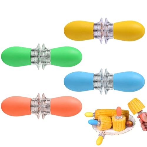 Corn on The Cob Skewers, 8 Pcs Corn on The Cob Holders, Sweetcorn Holders with Silicone Handle, Stainless Steel Corn Cob Holders, Corn on The Cob Forks for Kitchen BBQ Parties Picnics and Camping