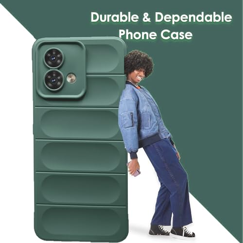 Image of A rtistque Liquid Silicone Stripes Back Cover Case for Motorola Edge 40 Neo | with Camera Protection | with Inner Fabric | Anti Slip Grip | AirBag Case - Green