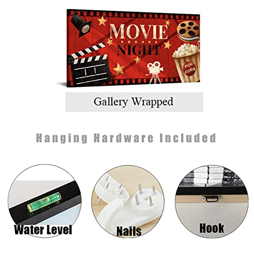 Atgowac Home Theater Decor Cinema Canvas Wall Art Movie Theater Decor Painting Framed Artwork Theater Room Media Room Decor Living Room Bedroom Decor (16"X32") #TOP5