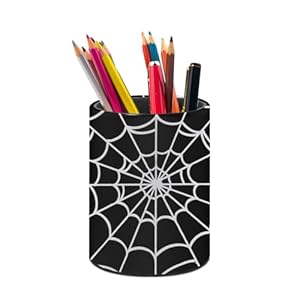 Spider Web Pen Holder Pencil Organizer Cute Pencil Cup Desk Decor Makeup Brush Holder PU Multifunctional Office Suppliesfor Home Classroom School