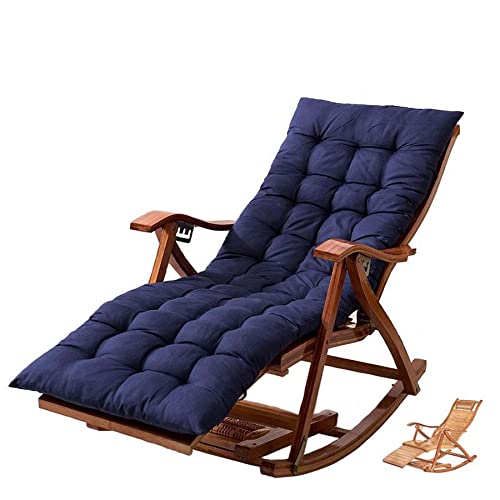 Bueuwe Solid Wood Frame Rocking Chair Adult Recliner, Suitable For Outdoor Sofa Bed In Living Room And Bedroom, Foldable Rocking Chair With Thick Plush Cushion, Waterproof, Stable And Durable (Blue) #TOP15