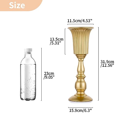 NUPTIO Gold Tall Centerpiece Table: 12.5" Trumpet Vases for Wedding Metal Flower Stand for Party Decorations Set of 10 by NUPTIO - Image 5