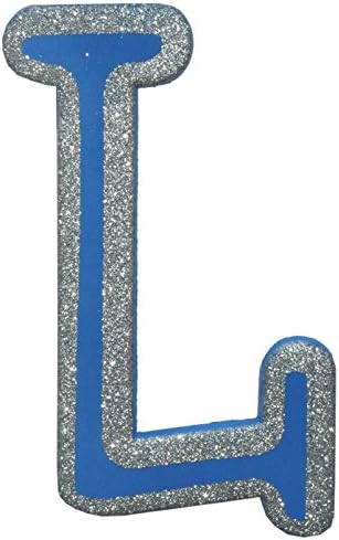 Craft for Kids-blue Foam Decorated with Silver Glitter Outline Letter "L" 7 Inch.