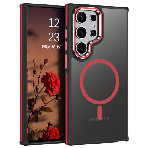 Protection Samsung S23 Ultra fine de qualité premium mate noir rouge