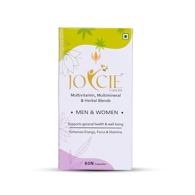 JOYCIE Herbal Extracts Multivitamin & Multimineral Capsules with Vitamin A, C, E, Biotin, Zinc, Curcumin & Ashwagandha – 60 Veg Capsules for Men & Women – Supports Immunity, Skin Health & Overall Wellness