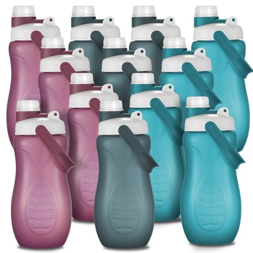 Kaxtde 12 Pack Plastic Water Bottles Bulk for Kids, 1L Leakproof Sports Water Bottle, Multipack Reusable Drinking Tumblers for Students Adults School Gym Exercise Outdoors Camping