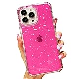 OWLSTAR Compatible with iPhone 12 Pro Max Case Cute Hot Pink Glitter Bling Design, Clear Bumper...